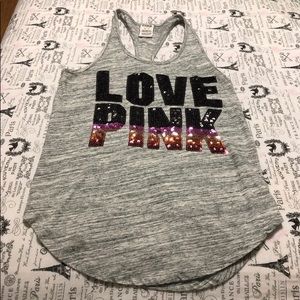Pink bling tank top